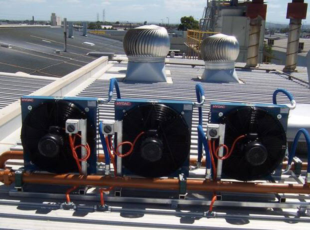 Rooftop hydraulic heat exchangers