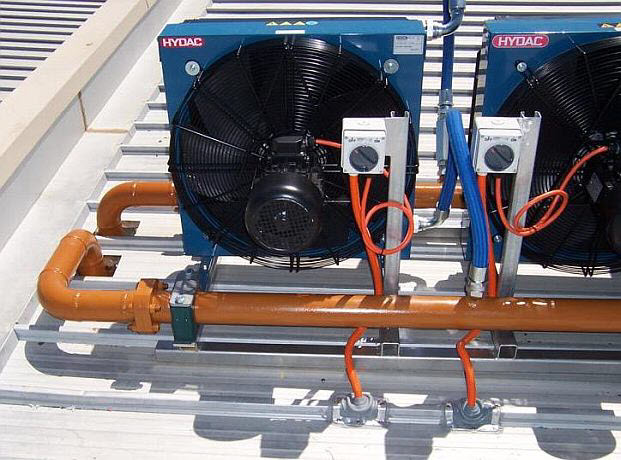 Rooftop hydraulic heat exchangers