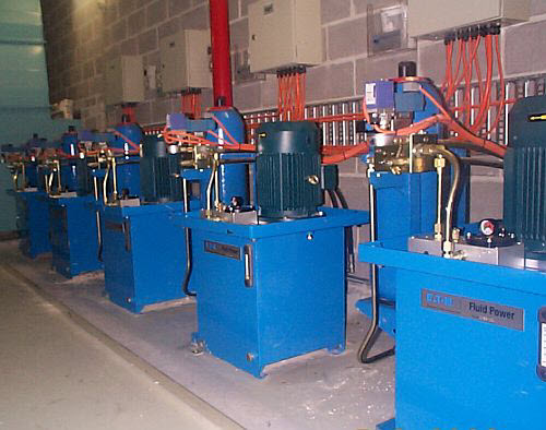 hydraulic power units in the plant room